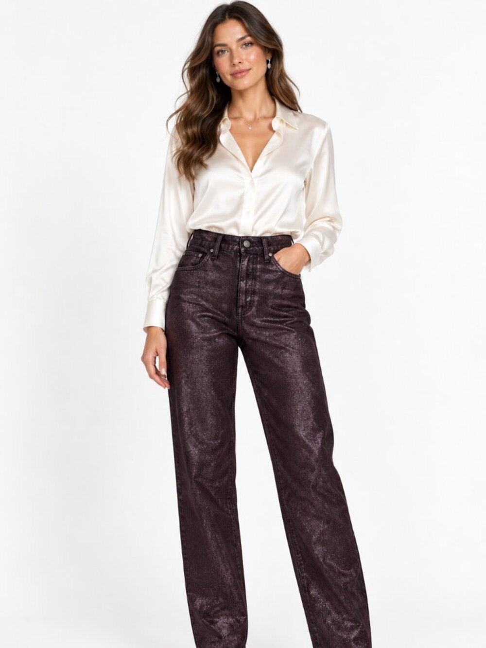 Old Navy O.G. Loose Metallic Plum Jeans – Size 6
